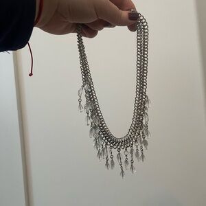 Chrystal beaded chain statement necklace